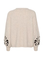 Kaffe Grey KAlisette Knit Embellished Sleeve Jumper - Image 6 of 6