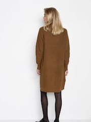 Kaffe KAlioa Long Sleeve Knit Brown Dress - Image 3 of 6