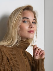 Kaffe KAlioa Long Sleeve Knit Brown Dress - Image 4 of 6