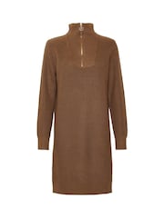 Kaffe KAlioa Long Sleeve Knit Brown Dress - Image 5 of 6