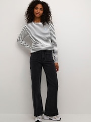 Kaffe Karla Wide Leg High Waisted Black Jeans - Image 1 of 6