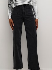 Kaffe Karla Wide Leg High Waisted Black Jeans - Image 2 of 6