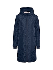 Kaffe Blue BPtilla Padded Long Sleeve Hooded Coat - Image 5 of 6