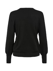 Kaffe Lizza Long Sleeve Bead Neck Line Black Jumper - Image 6 of 6