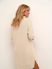 Kaffe Lioa Long Sleeves Zip Knit White Dress - Image 3 of 6