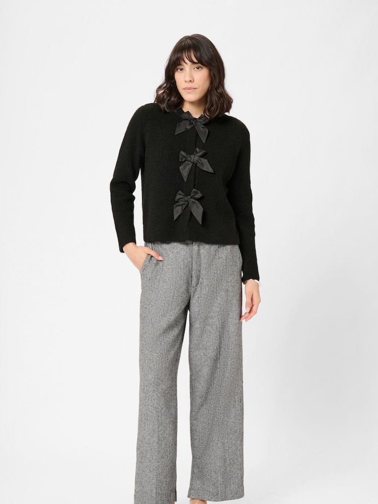 Kaffe Black May Bow Embellished Knit Cardigan - Image 2 of 6