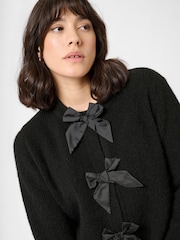 Kaffe Black May Bow Embellished Knit Cardigan - Image 3 of 6