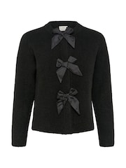 Kaffe Black May Bow Embellished Knit Cardigan - Image 5 of 6