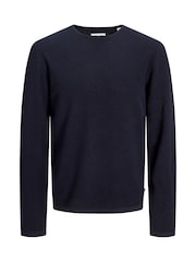 JACK & JONES Blue Relaxed Fit Crew Neck Knitted Jumper - Image 6 of 6