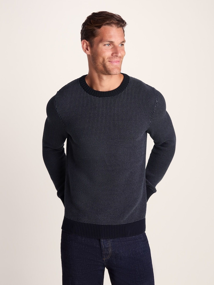 Tog 24 Blue Mens Richie Knitted Jumper - Image 2 of 5 Tog 24 Blue Mens Richie Knitted Jumper - Image 2 of 5