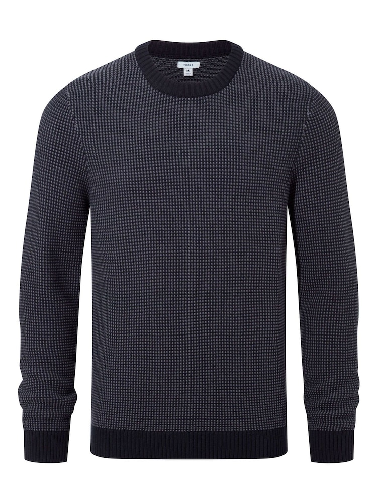 Tog 24 Blue Mens Richie Knitted Jumper - Image 5 of 5 Tog 24 Blue Mens Richie Knitted Jumper - Image 5 of 5