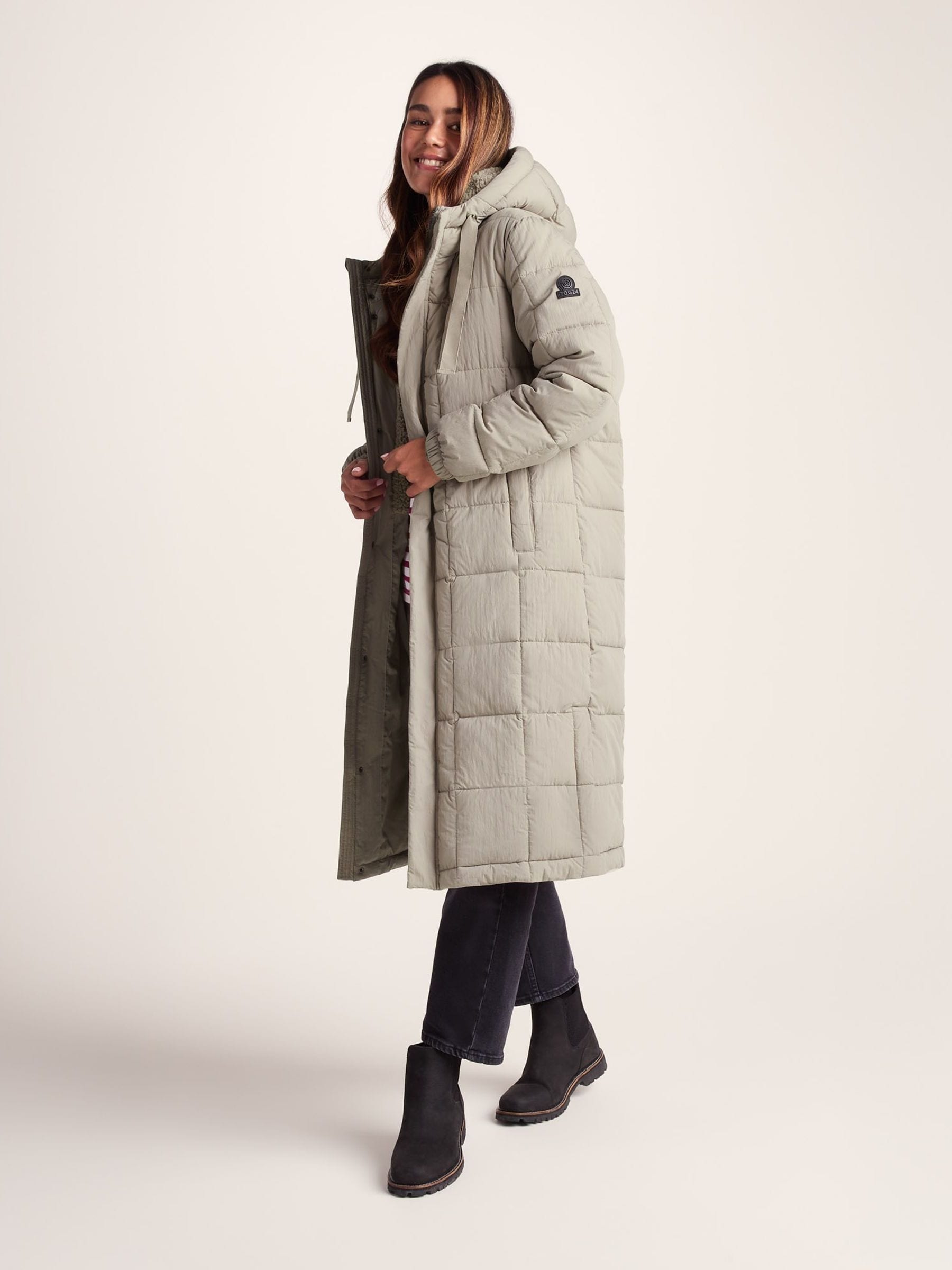 Three Weather ロンスケ Buy Tog 24 Brown Womens Saga Heavy Padded Long Jacket from Next USA