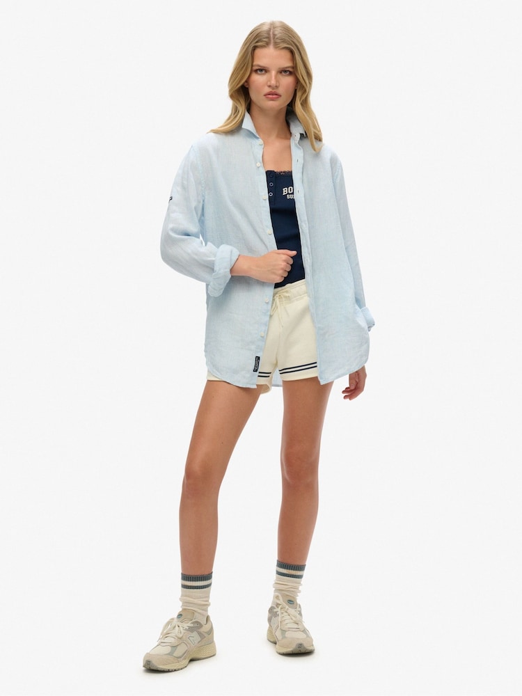 Camisa de linho casual oversized de manga comprida Superdry - Imagem 2 de 6