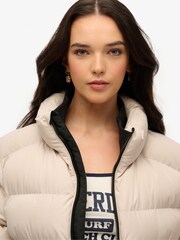 Superdry Cream Oversized Sports Puffer Jacket - Image 2 of 5