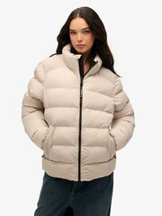 Superdry Cream Oversized Sports Puffer Jacket - Image 3 of 5