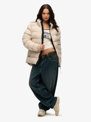 Superdry Cream Oversized Sports Puffer Jacket - Image 4 of 5