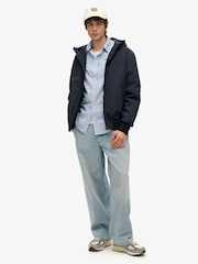 Superdry Blue Oversized Surplus Nylon Hooded Bomber Jacket - Image 1 of 1
