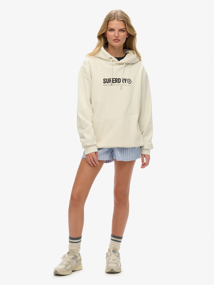 Superdry White Oversized Utility Sport Hoodie - Image 2 of 4