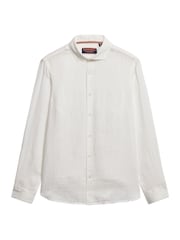 Superdry White Oversized Embroidered Vacation Linen Shirt - Image 4 of 5