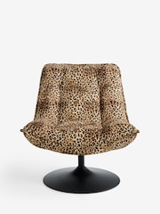 Rockett St George Velvet Leopard Love Lounge Lover Swivel Accent Chair - Image 6 of 9