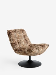 Rockett St George Velvet Leopard Love Lounge Lover Swivel Accent Chair - Image 7 of 9