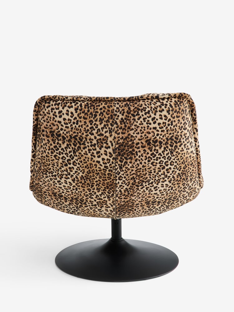 Rockett St George Velvet Leopard Love Lounge Lover Swivel Accent Chair - Image 9 of 9