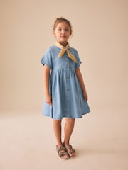 Blue Denim Button Through Short Sleeve Dress (3-16yrs) - Image 1 of 10