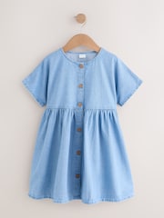 Blue Denim Button Through Short Sleeve Dress (3-16yrs) - Image 5 of 10