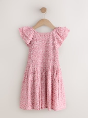 Pink Floral Smocked Frill Sleeve Dress (3-16yrs) - Image 6 of 8