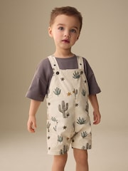 Neutral Cactus Print Dungarees (3mths-7yrs) - Image 1 of 4