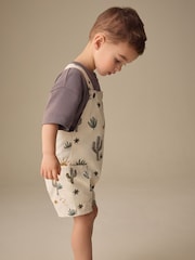Neutral Cactus Print Dungarees (3mths-7yrs) - Image 2 of 4