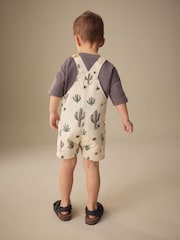 Neutral Cactus Print Dungarees (3mths-7yrs) - Image 3 of 4