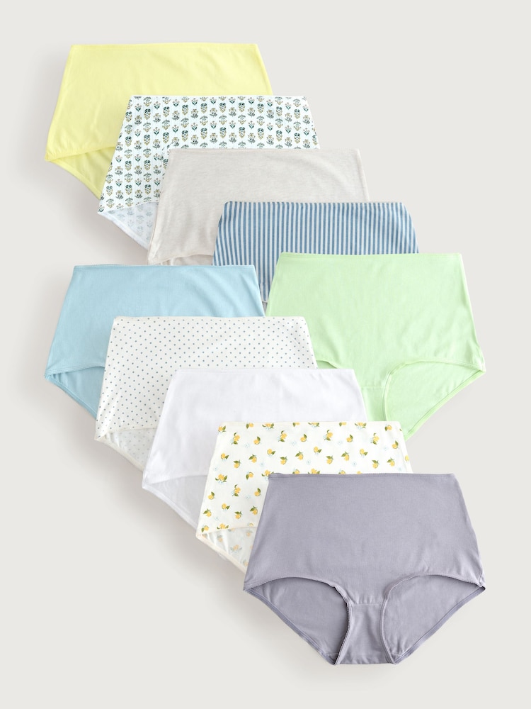 Amarelo/Branco - Pacote de calcinhas de algodão com calcinhas completas 10 - Imagem 1 de 13