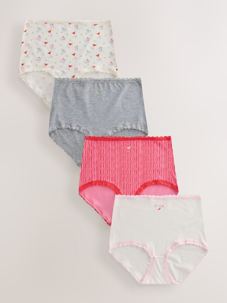 Margarita Full Brief Cotton and Lace Knickers 4 Pack - Image 1 of 7