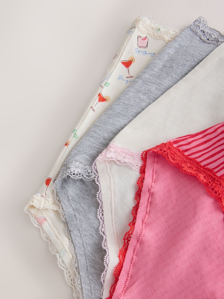 Margarita Full Brief Cotton and Lace Knickers 4 Pack - Image 7 of 7