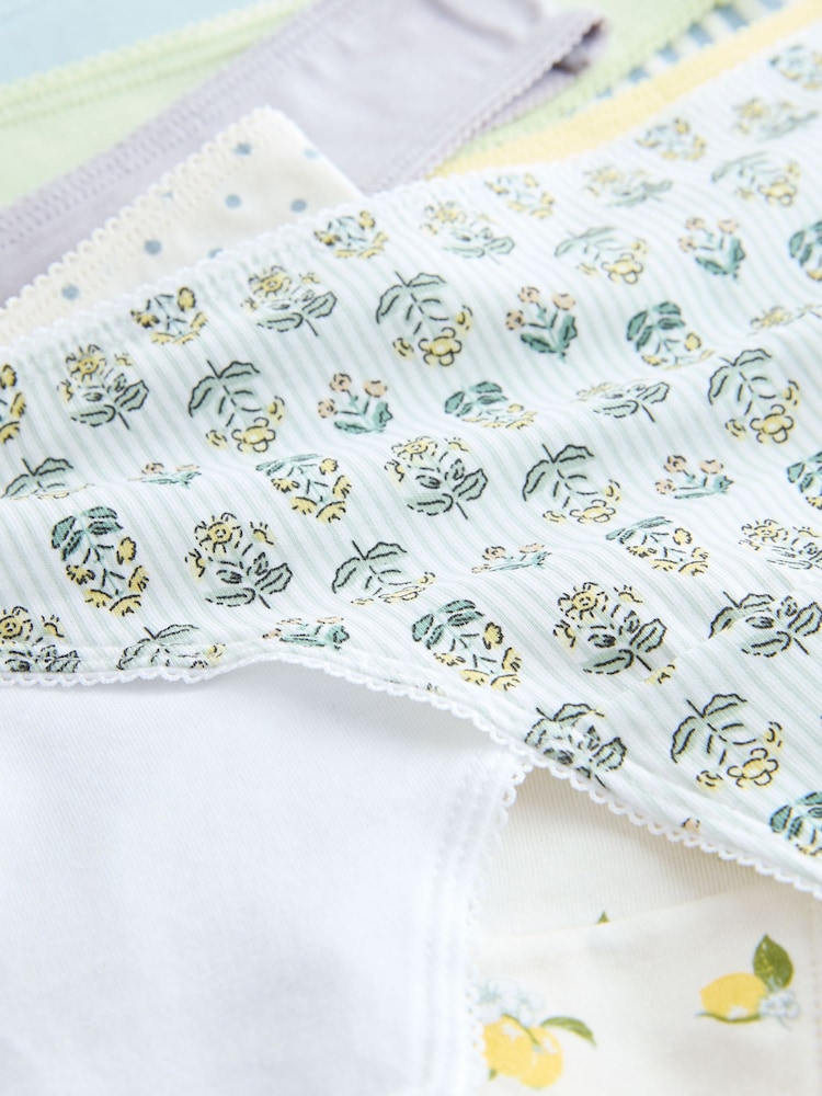 Yellow/White Thong Full Briefs Cotton Knickers 10 Pack - Image 17 of 17