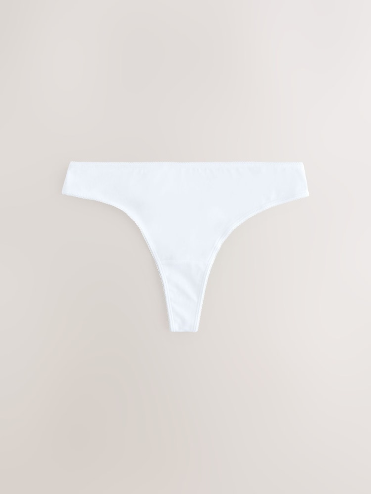 Yellow/White Thong Full Briefs Cotton Knickers 10 Pack - Image 2 of 13