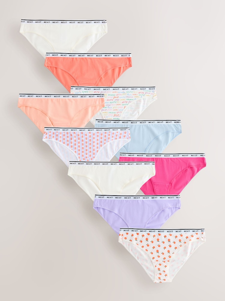 Orange/Weiß - Baumwollslips mit Logo, 10 er-Pack - Bild 1 von 13