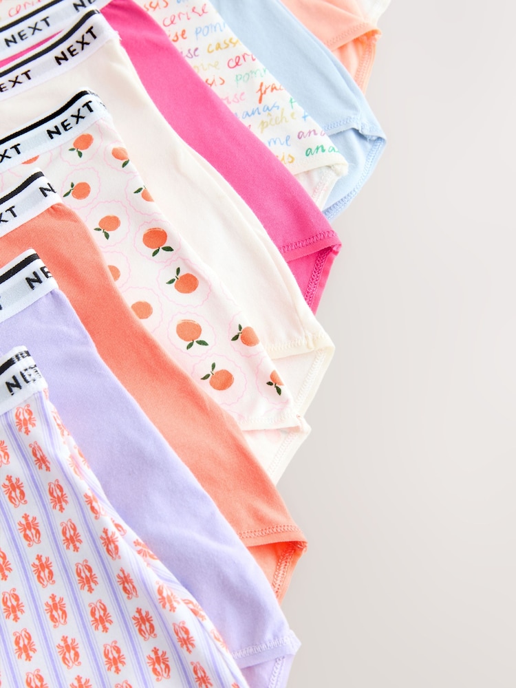 Orange/White Full Brief Cotton Logo Knickers 10 Pack - Image 13 of 13