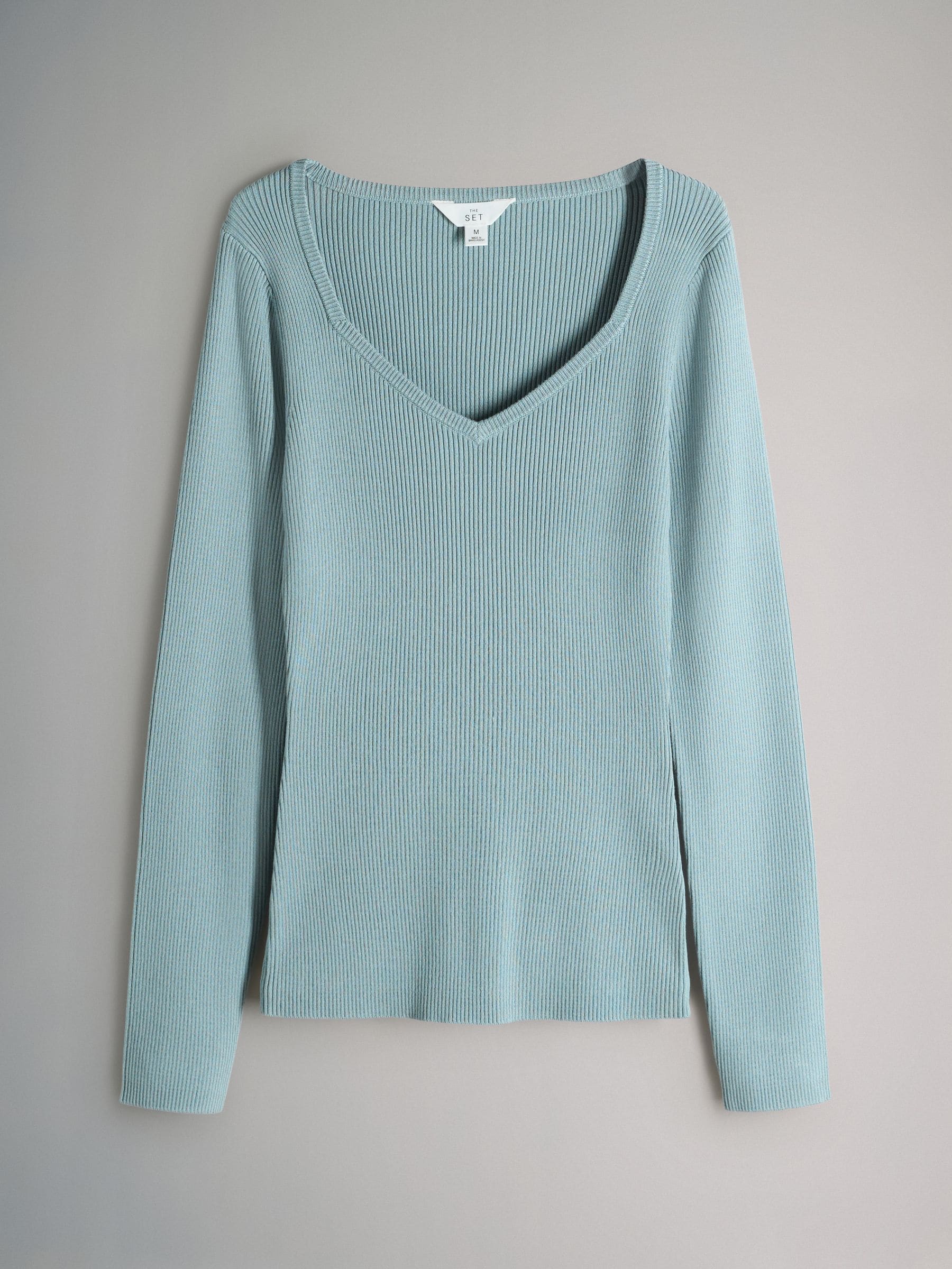 Buy The Set 3 Pack Knitted Sweatheart Long Sleeve Tops Navy Blue