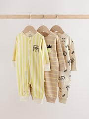Multi Palm Two Way Zip Baby Sleepsuits 3 Pack (0mths-3yrs) - Image 1 of 12
