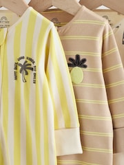 Multi Palm Two Way Zip Baby Sleepsuits 3 Pack (0mths-3yrs) - Image 7 of 12