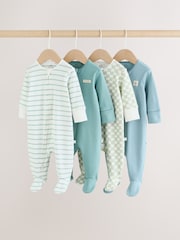 Зелений - Two Way Zip немовля Sleepsuits 4 Pack (0міс.-2р.) - Image 1 of 15