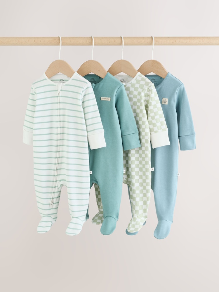 Зелений - Two Way Zip немовля Sleepsuits 4 Pack (0міс.-2р.) - Image 1 of 15
