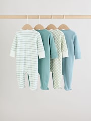 Зелений - Two Way Zip немовля Sleepsuits 4 Pack (0міс.-2р.) - Image 6 of 15