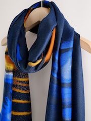 Navy Tie Dye Lightweight Scarf - Image 2 of 3