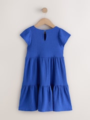 أزرق كوبالت - Angel Sleeve Crinkle Dress (3-16yrs) - صورة 5 من 7