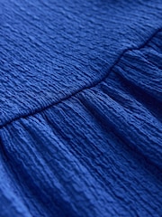 أزرق كوبالت - Angel Sleeve Crinkle Dress (3-16yrs) - صورة 6 من 7