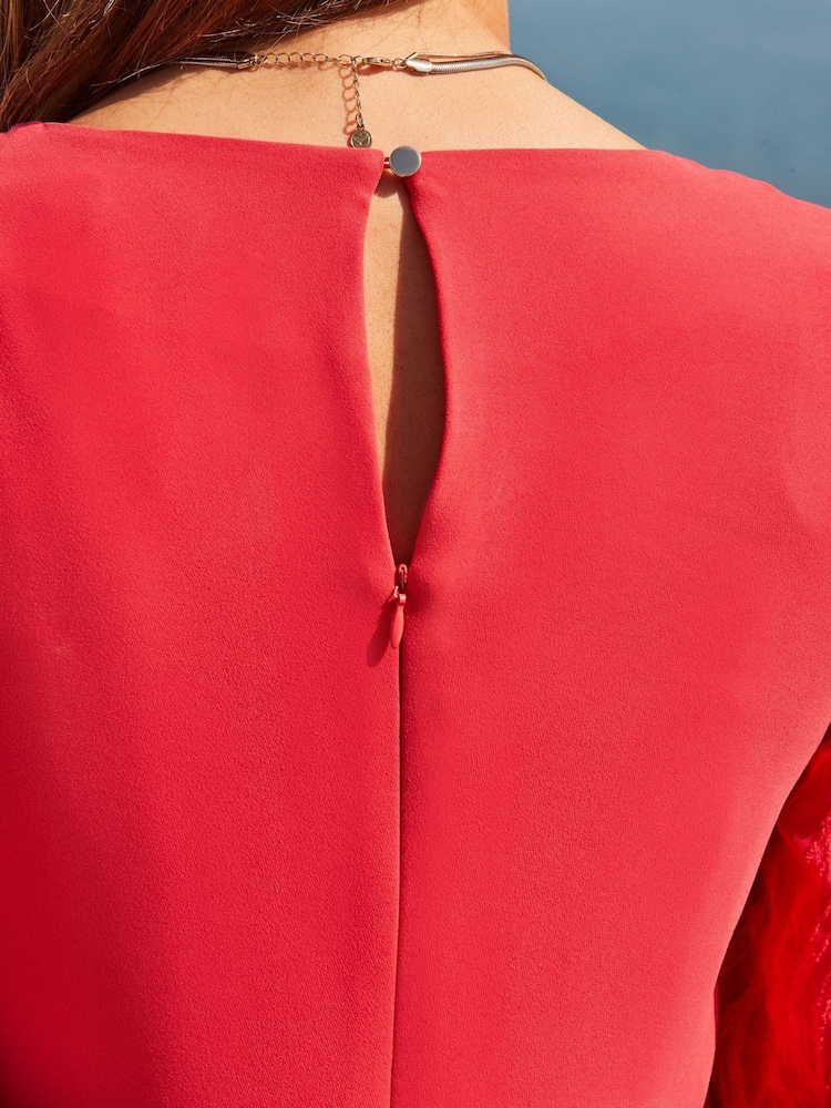 Buy Sosandar Red Sheer Sleeve Shift Dress from Next USA