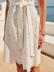 Sosandar White Broderie Anglaise Belted Wrap Dress - Image 5 of 5